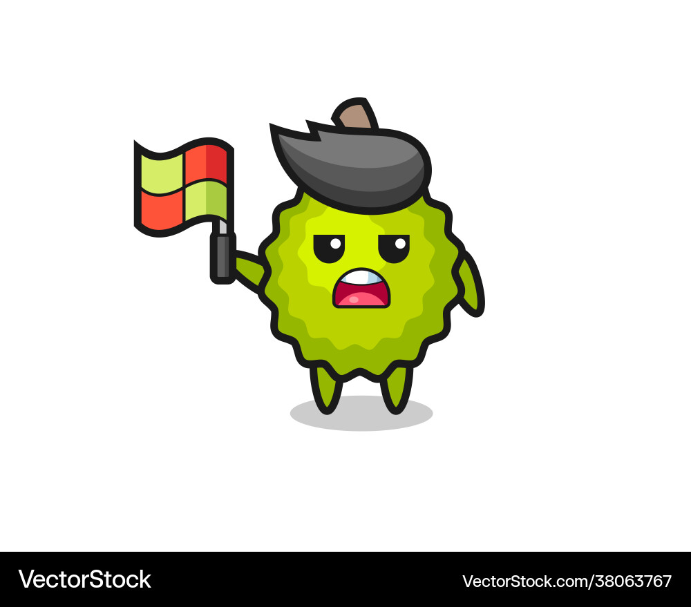 Durian character as line judge putting flag up Durian character as line judge putting flag up vector image