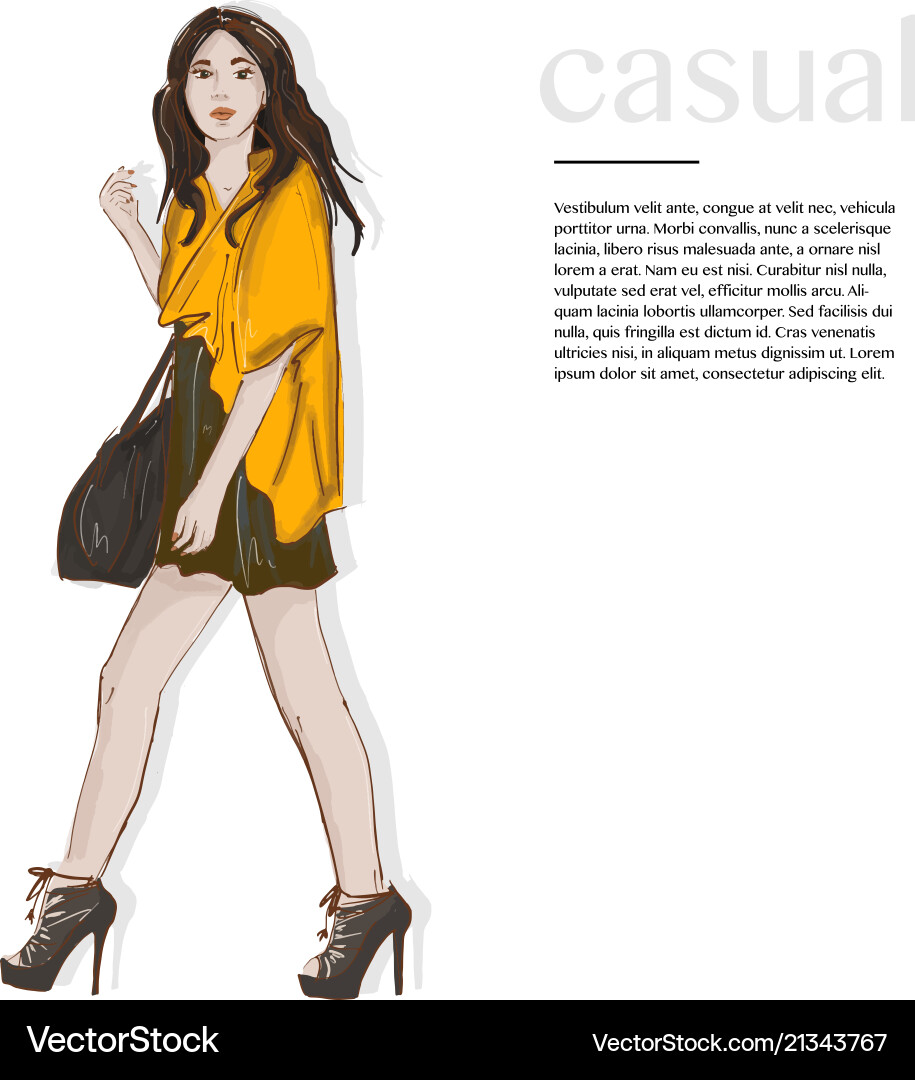 Fasion Stil Outfit Frau in gelbe Jacke Kleid Fasion Stil Outfit Frau in gelbe Jacke Kleid vektorbild