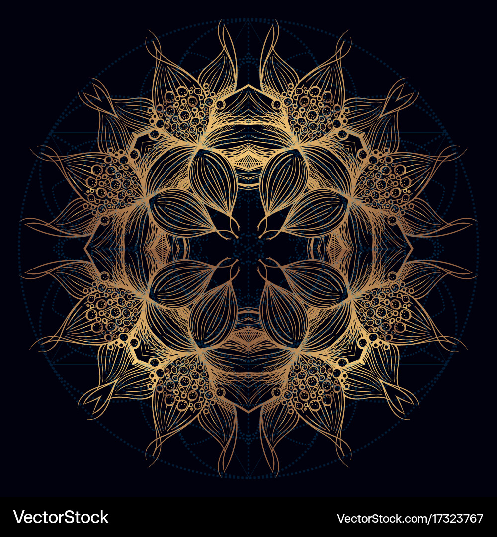 Golden floral mandala Vektorbild