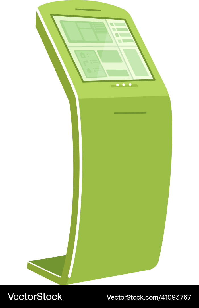 Green self service kiosk flat color object Green self service kiosk flat color object vector image