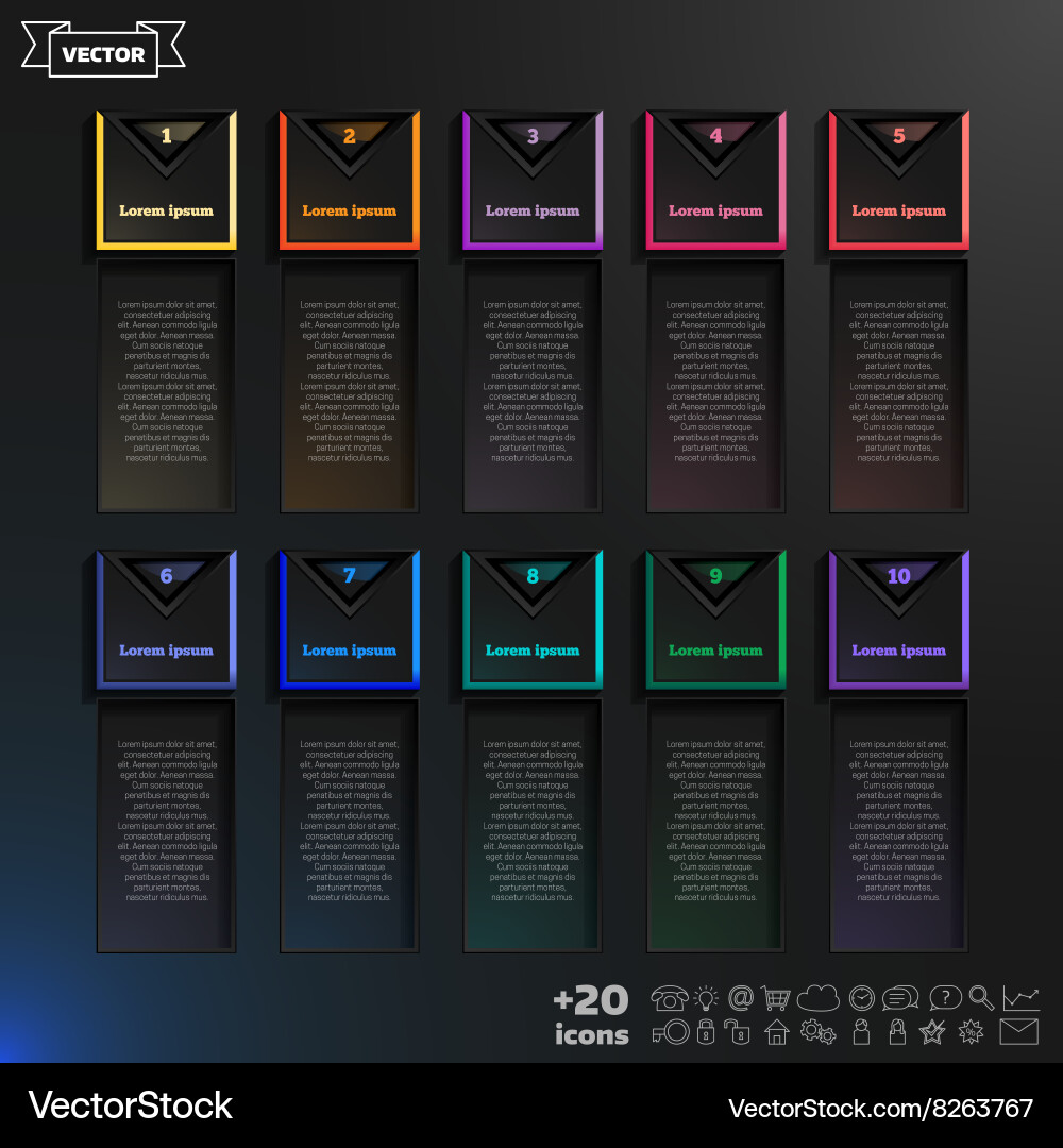 Infographic design list with colorful squares vector image