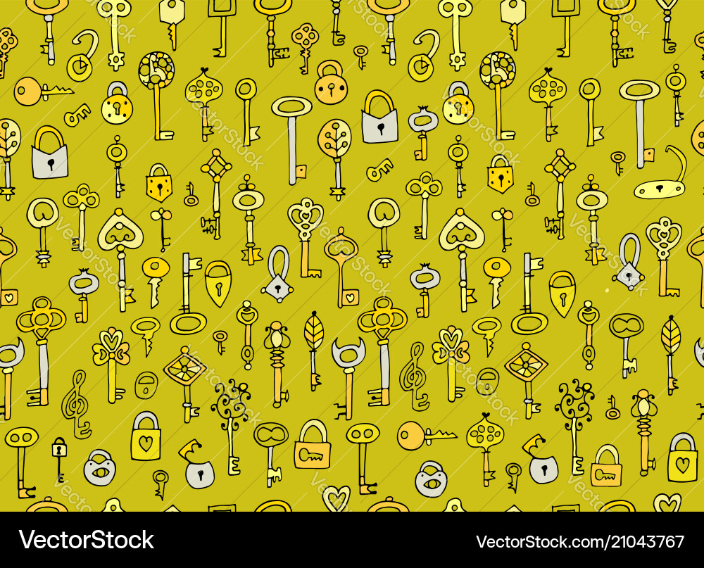 Keys collection seamless pattern for your design Keys collection seamless pattern for your design Vector Image