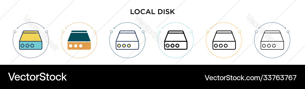 Local disk icon in filled thin line outline Vector Image