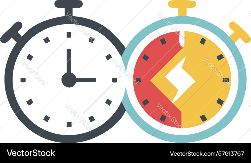 Paired timers for productivity tracking design vector image