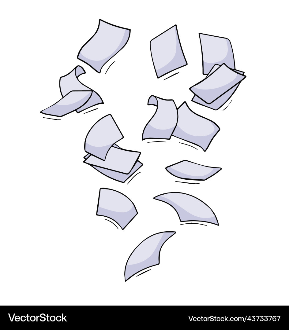 Papierdateien von Dokumenten fallen unter fliegende Blätter Papierdateien von Dokumenten fallen unter fliegende Blätter vektorbild
