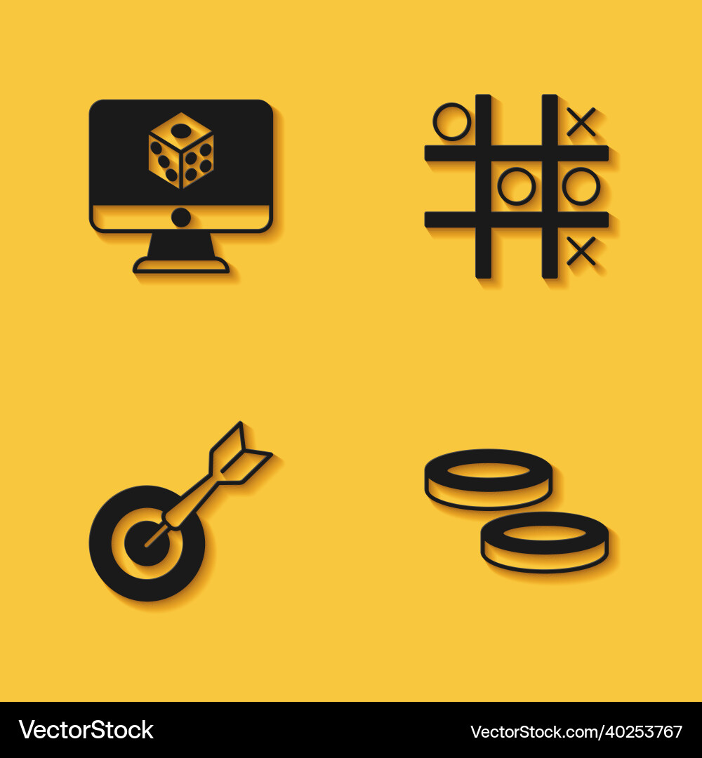Set game dice checker chips classic dart vector image