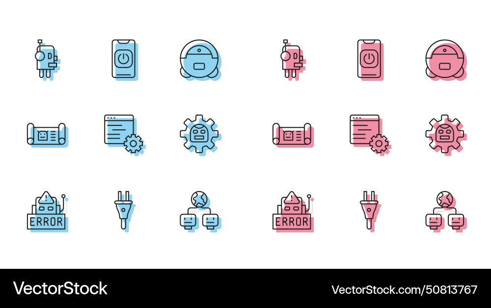 Set line error in robot electric plug Vector Image