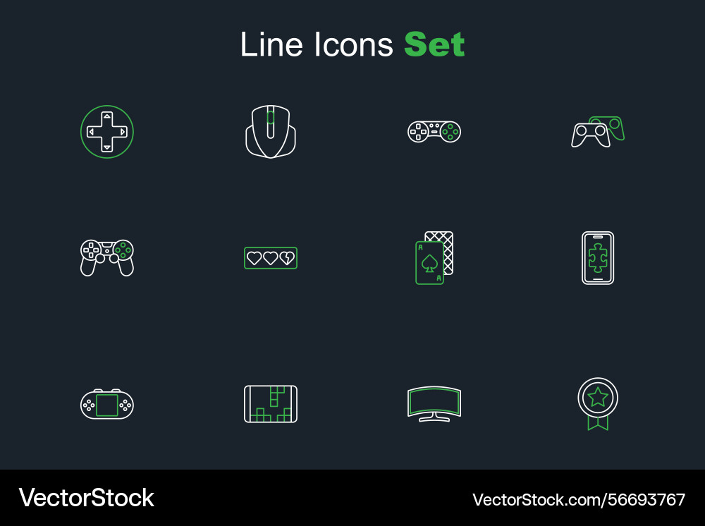 Set line game rating with medal computer monitor vector image