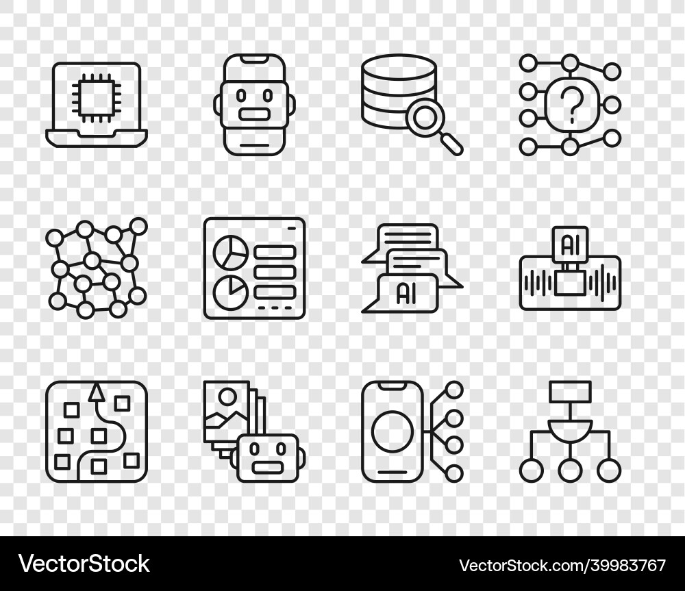 Set line neural network algorithm server Set line neural network algorithm server vector image
