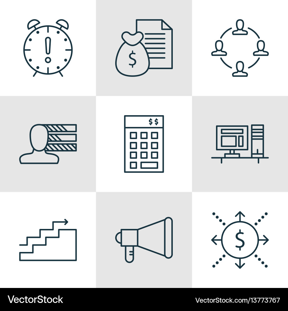 Set of 9 project management icons includes Set of 9 project management icons includes vector image