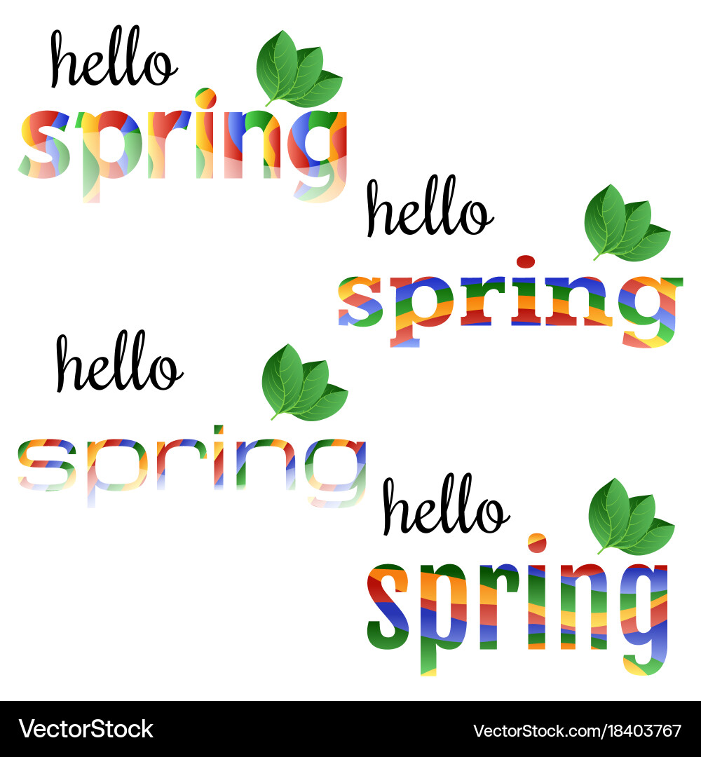 Set of colorful phrases hello spring Vector Image