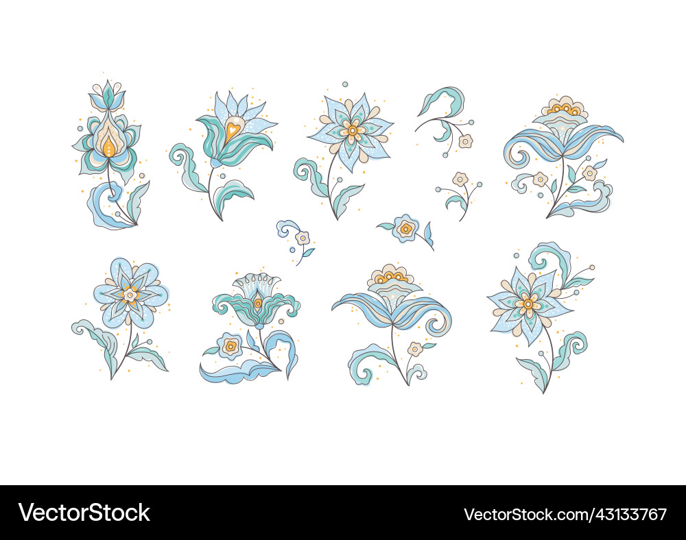 Set with floral elements flower vignettes border Set with floral elements flower vignettes border vector image