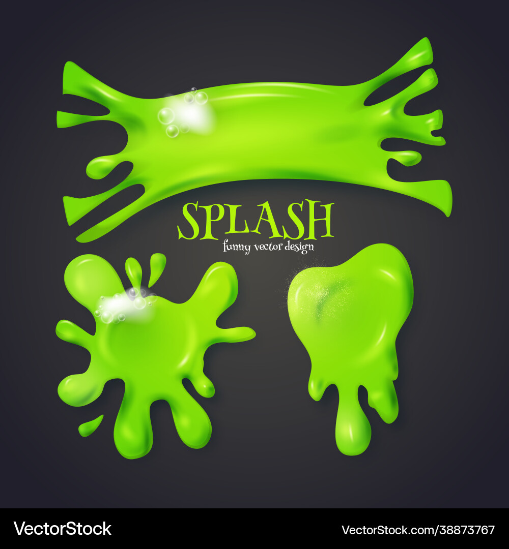 Slime and color splash 3d element set funny Slime and color splash 3d element set funny vector image