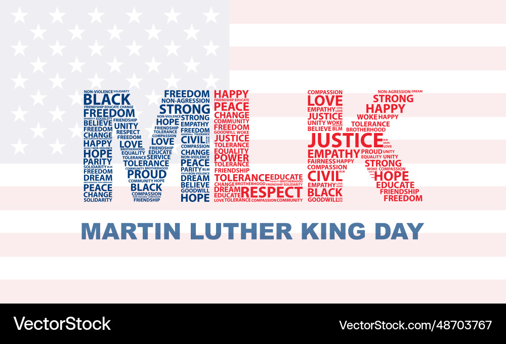 Typography design with words on the text mlk Typography design with words on the text mlk vector image