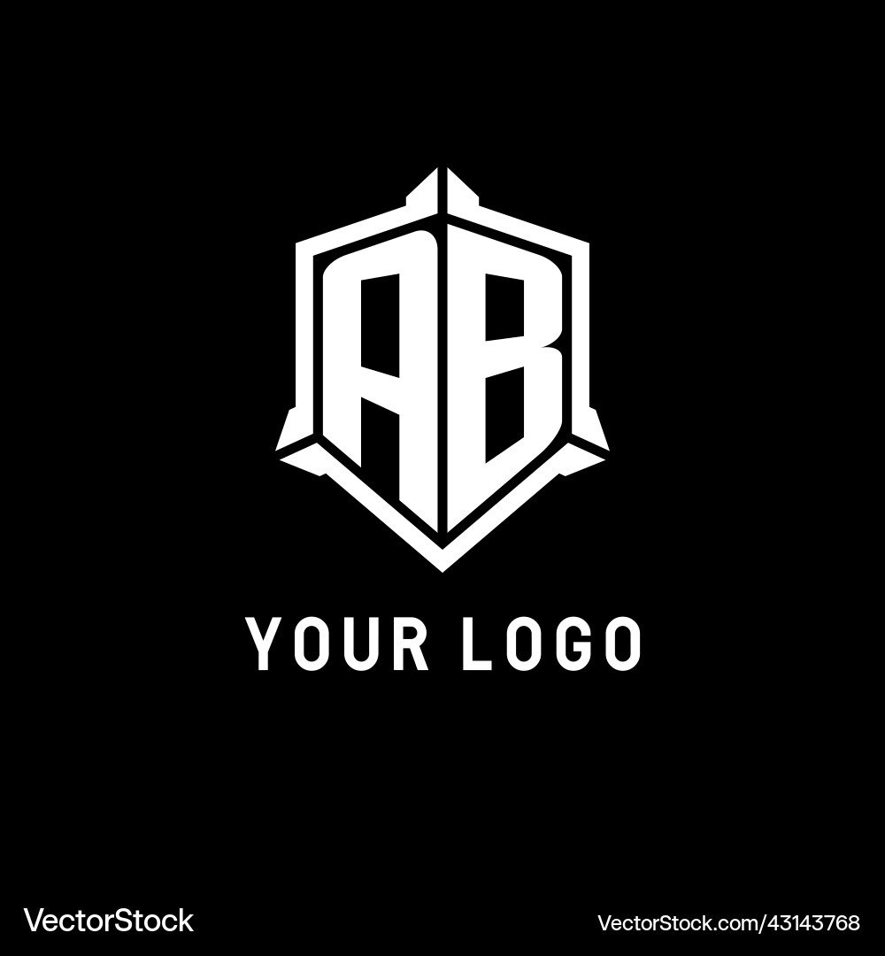 Ab logo initial with shield shape design style Ab logo initial with shield shape design style Vector Image