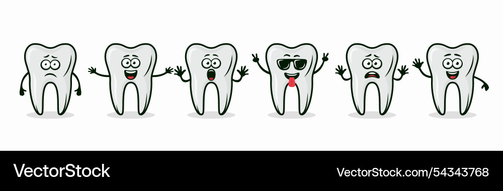 Adorable tooth characters showing different Adorable tooth characters showing different vector image