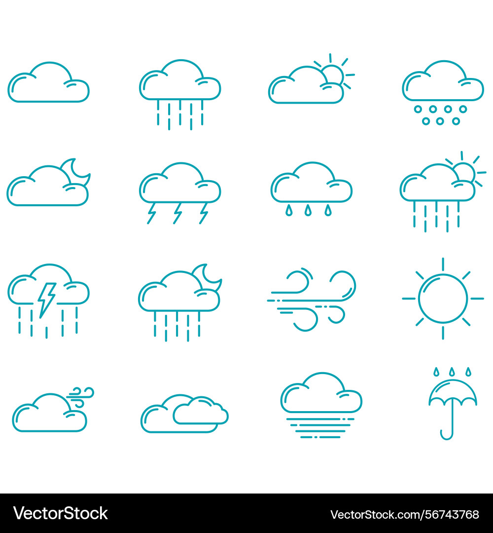 Clouds icons set of in different form Vector Image