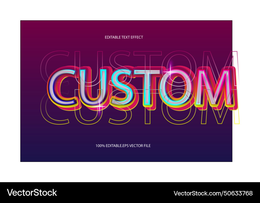 Custom editable text effect 3d emboss gradient vector image