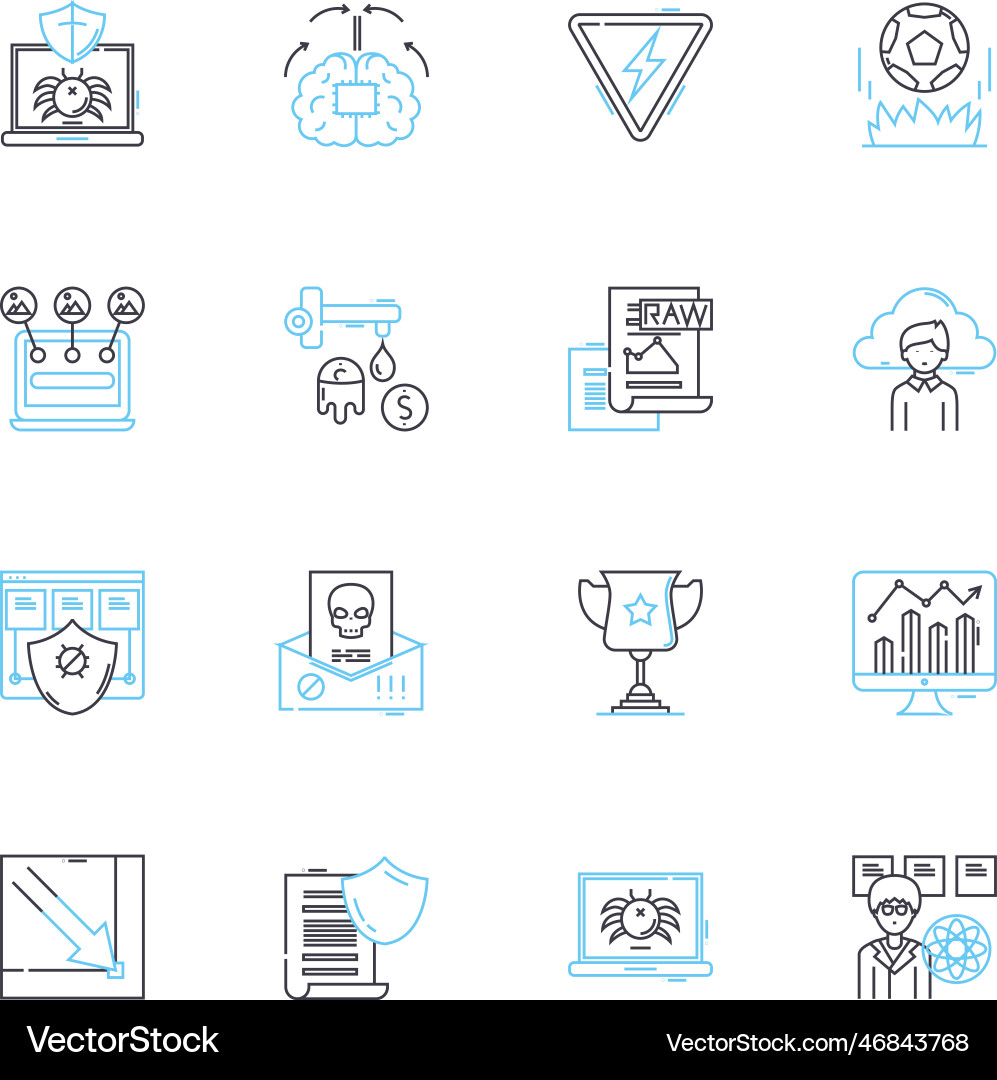 Data mining linear icons set clustering Data mining linear icons set clustering vector image