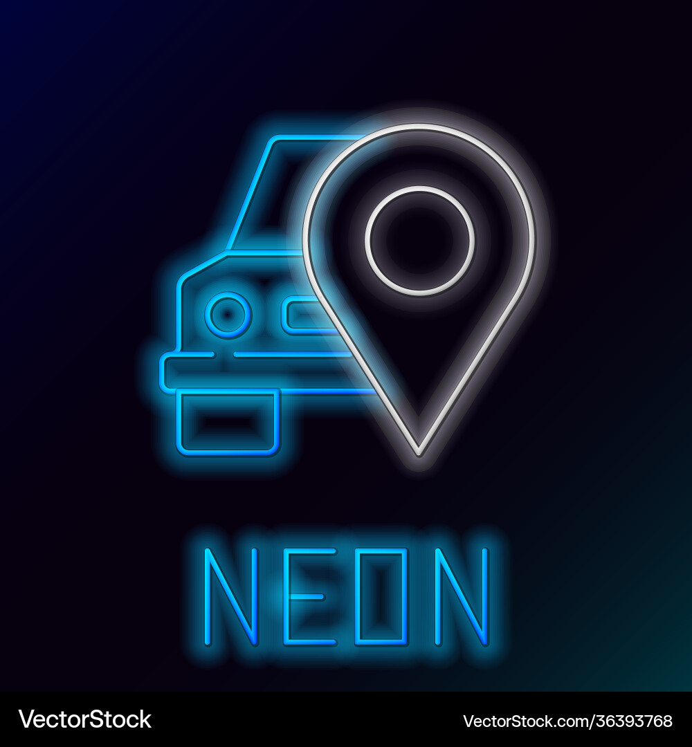 Glowing neon line map pointer with taxi icon Glowing neon line map pointer with taxi icon vector image