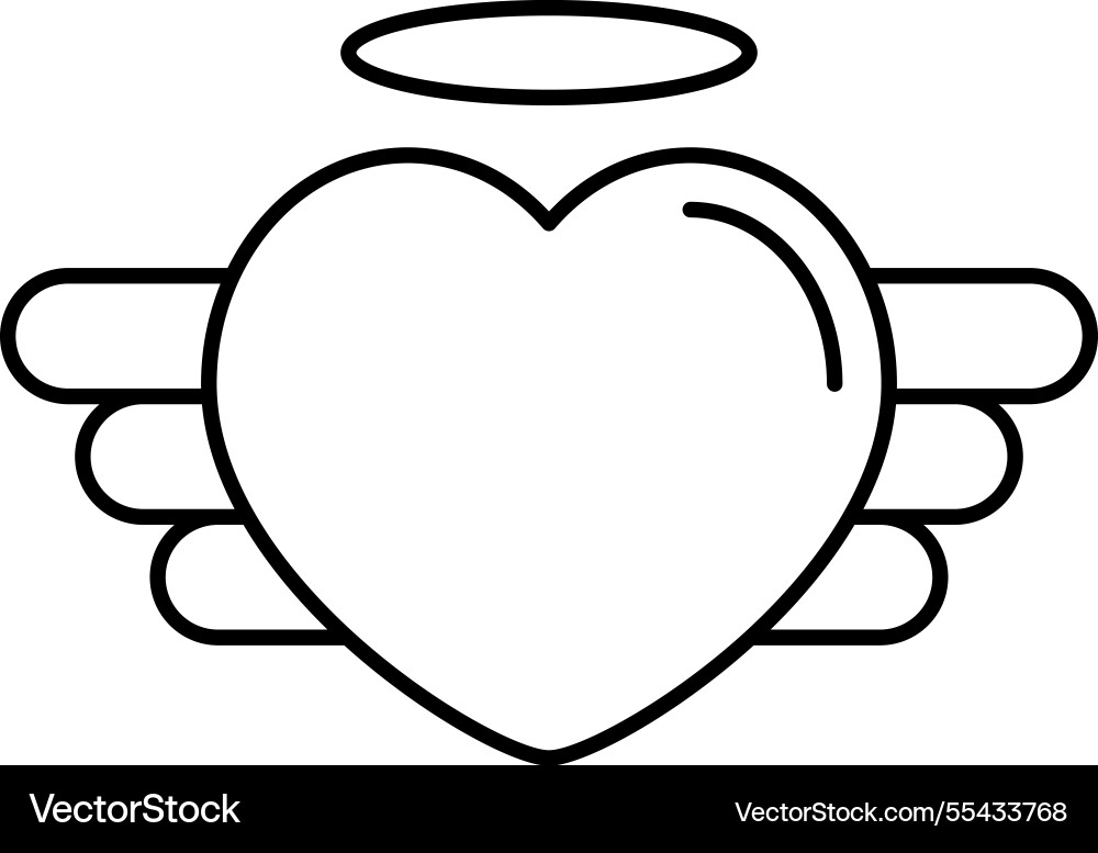 Heart with wings and nimbus vector image