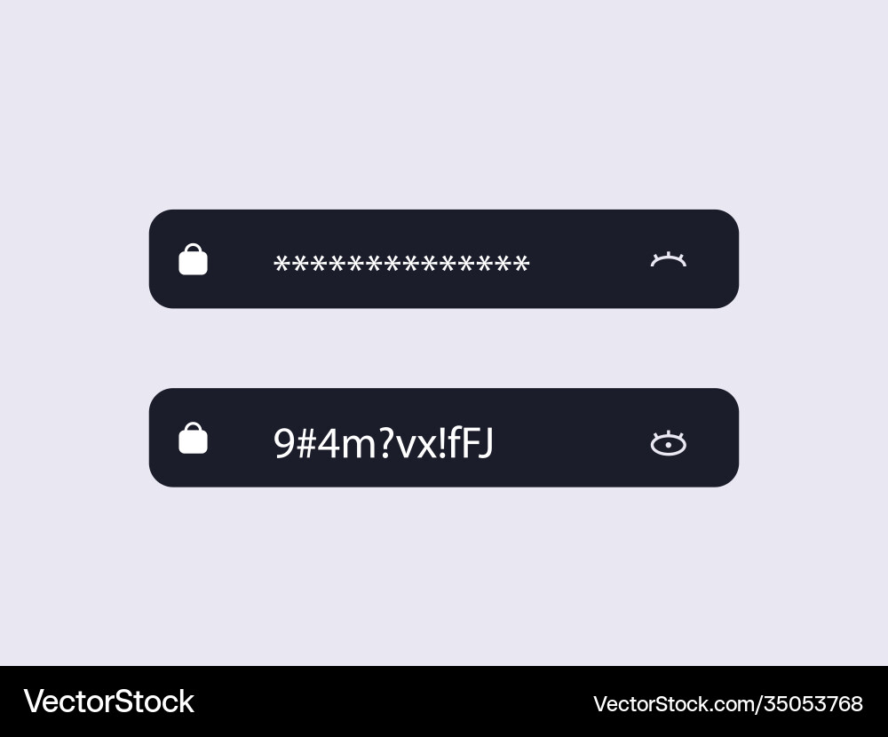 Hidden password and visible black frames Vector Image