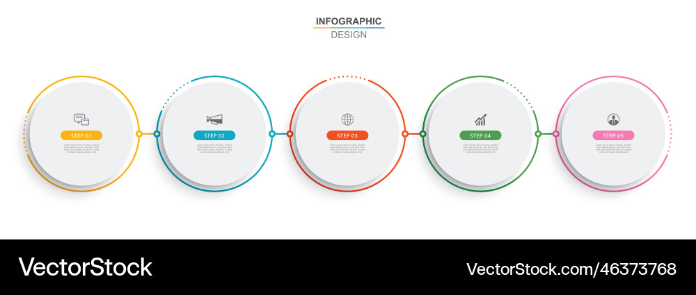 Infographics circle timeline with 5 number data vector image