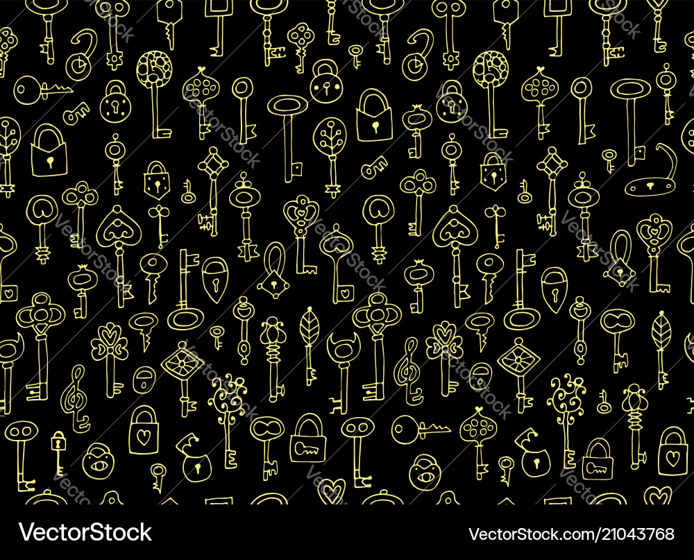 Keys collection seamless pattern for your design Vector Image