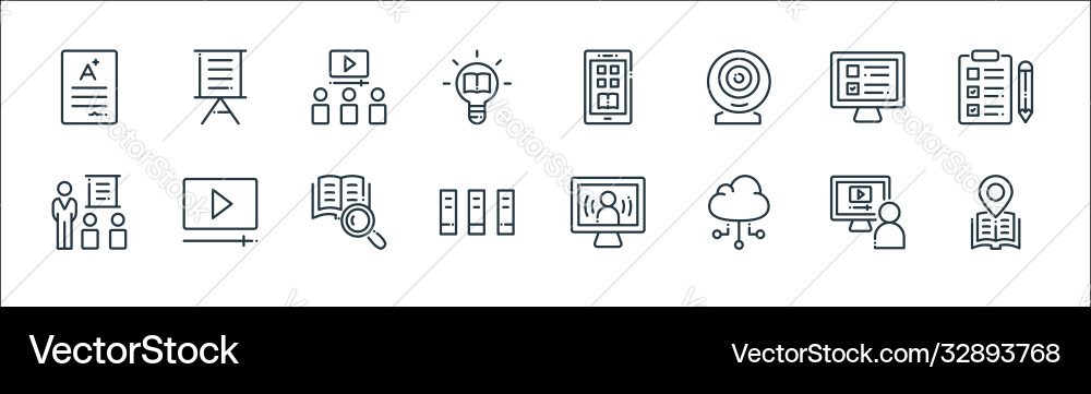 Online learning line icons linear set quality Online learning line icons linear set quality vector image