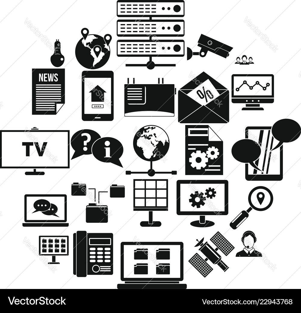 Sending data icons set simple style vector image