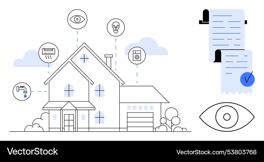 Smart home automation concept with connected vector image