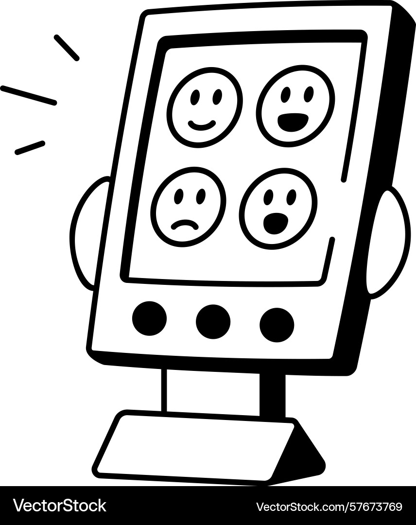 A sketchy style icon representing emotion detector Vector Image