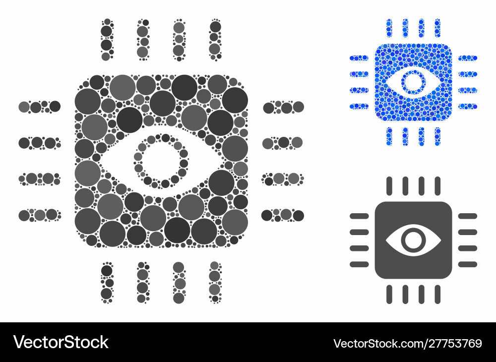 Bionic eye processor mosaic icon circles Bionic eye processor mosaic icon circles vector image