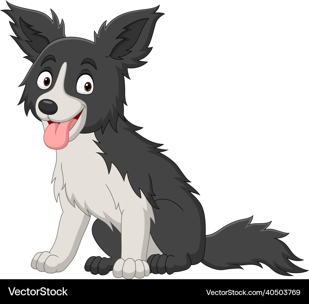 Cartoon lustiger schwarzer und weißer Hund Cartoon lustiger schwarzer und weißer Hund vektorbild