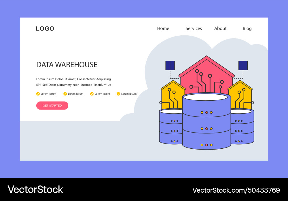 Centralized Data Storage Systems vector image