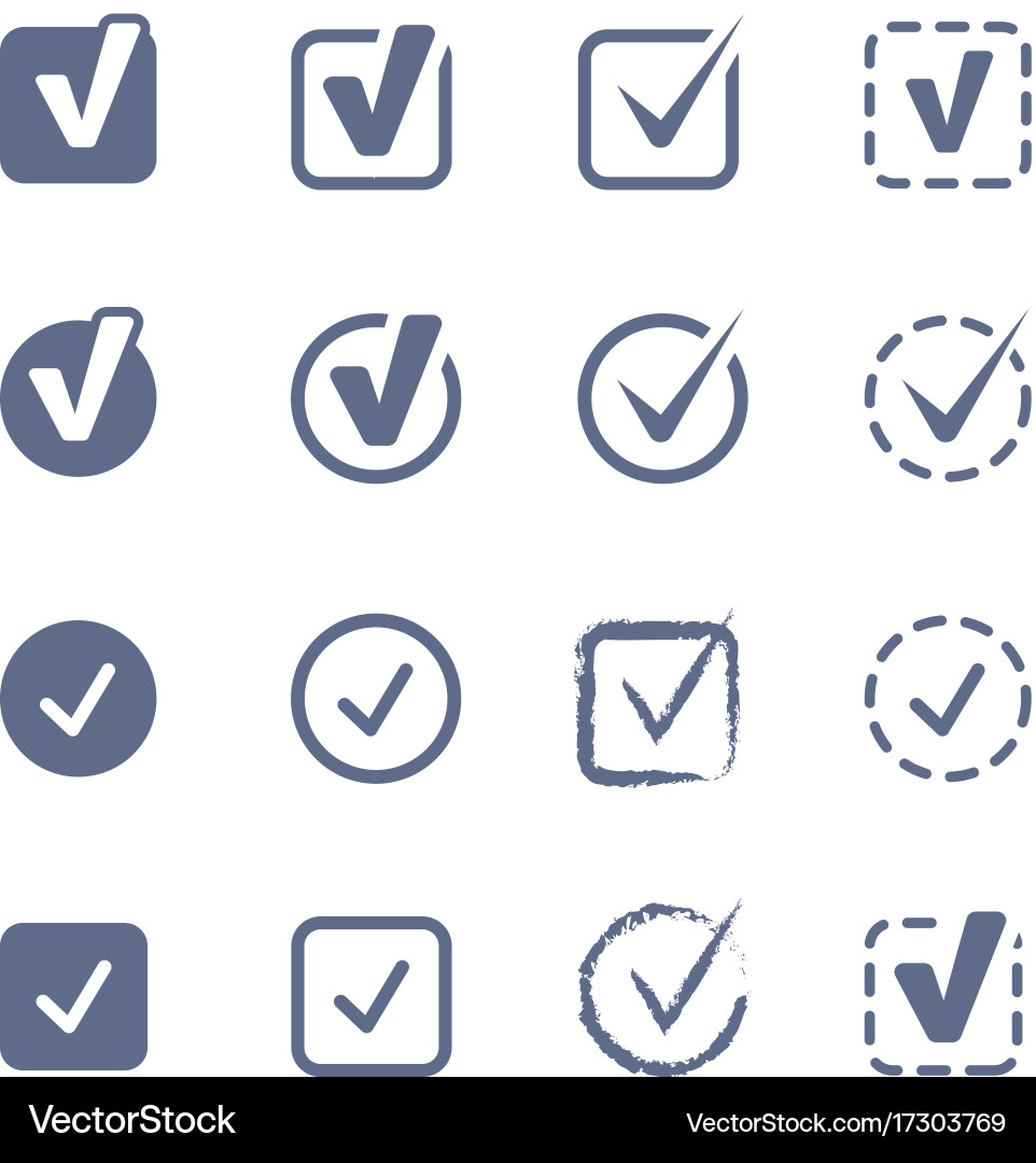Checkboxes and Checkmarks Icons vector image