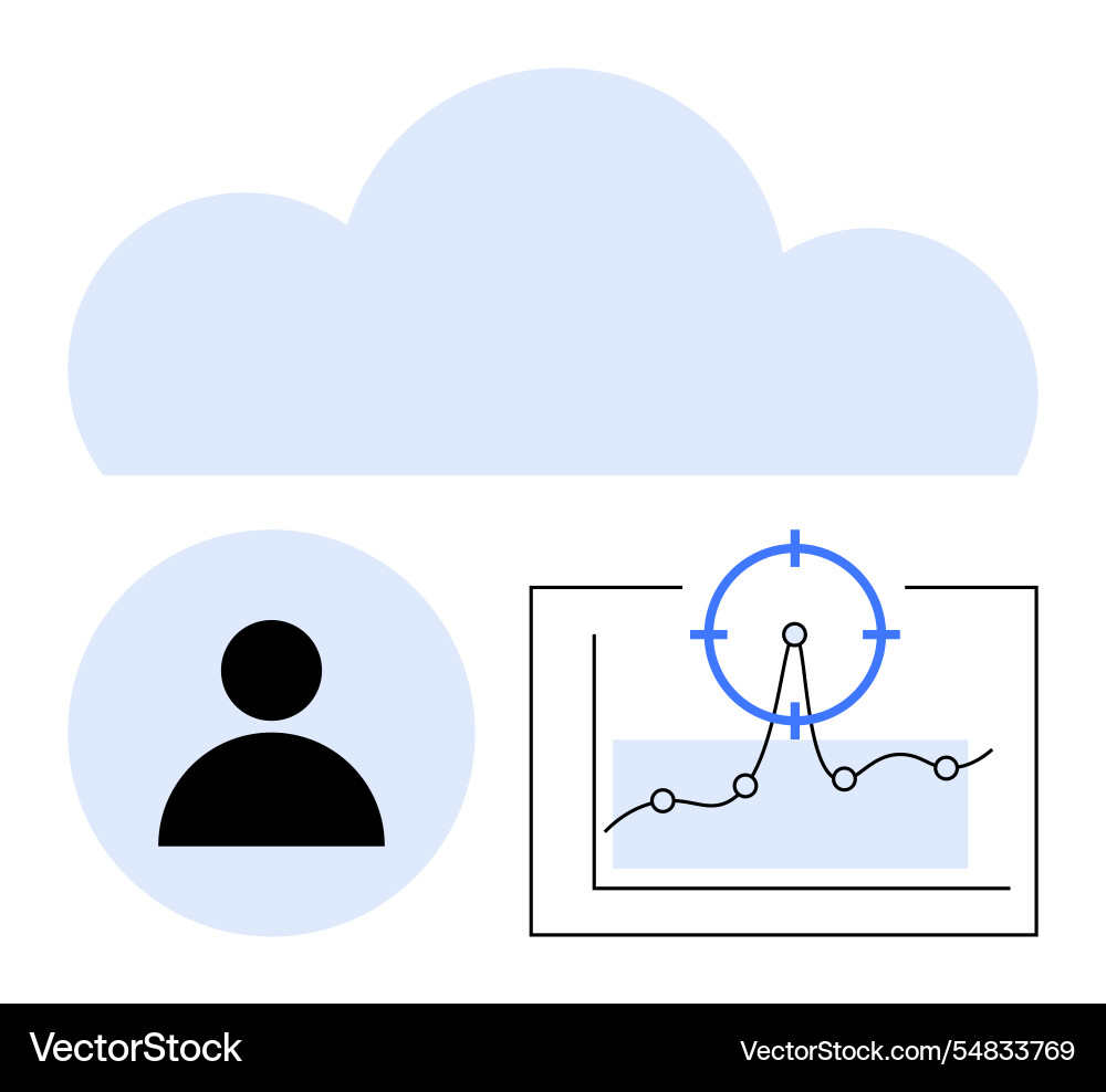 Cloud data visualization with user icon Cloud data visualization with user icon vector image