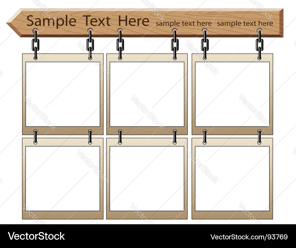 Empty Wooden Frames on Board Vector Image