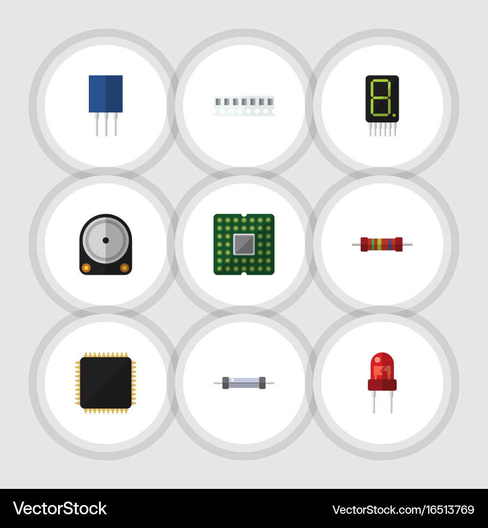 Flat icon device set of cpu display resistance Vector Image