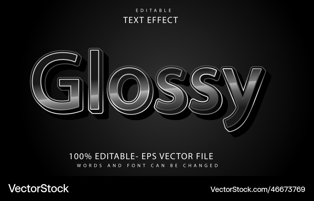 Glossy Text Effect - Modern Typography Vector Image
