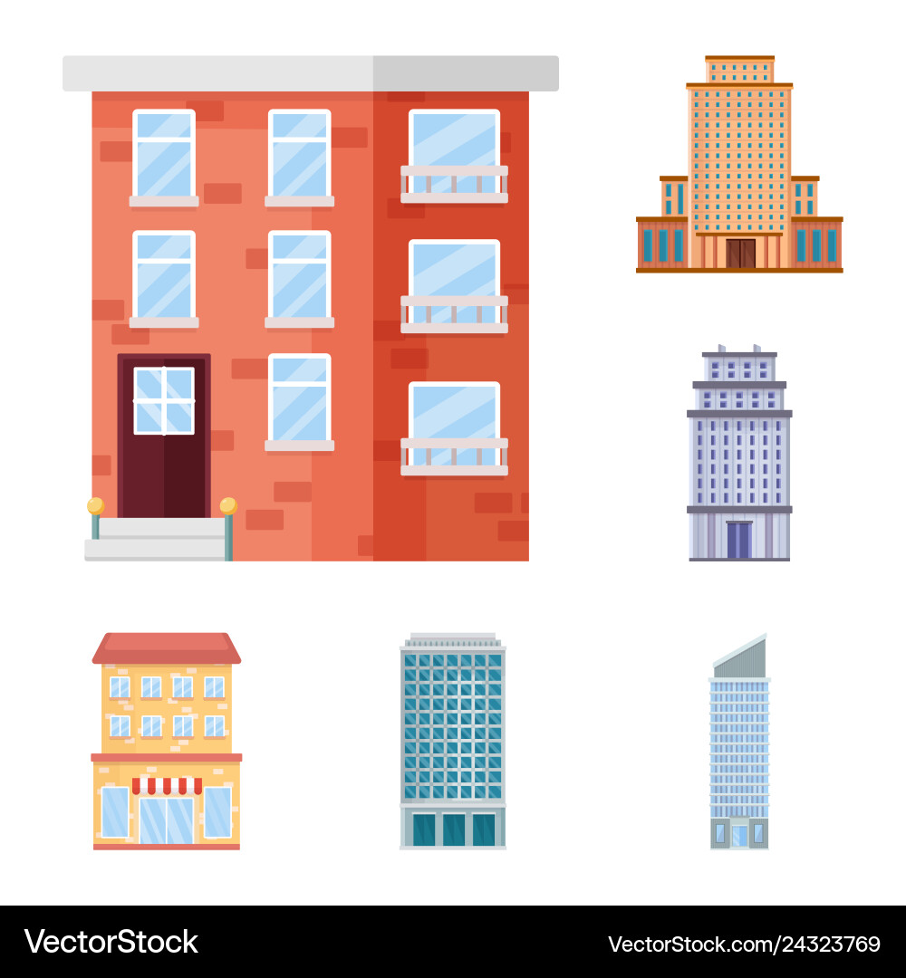 Isolated object of facade and building logo Isolated object of facade and building logo vector image