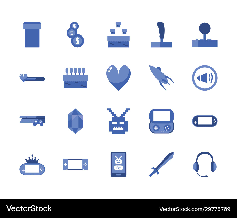 Isolated videogame line style icon set Isolated videogame line style icon set vector image