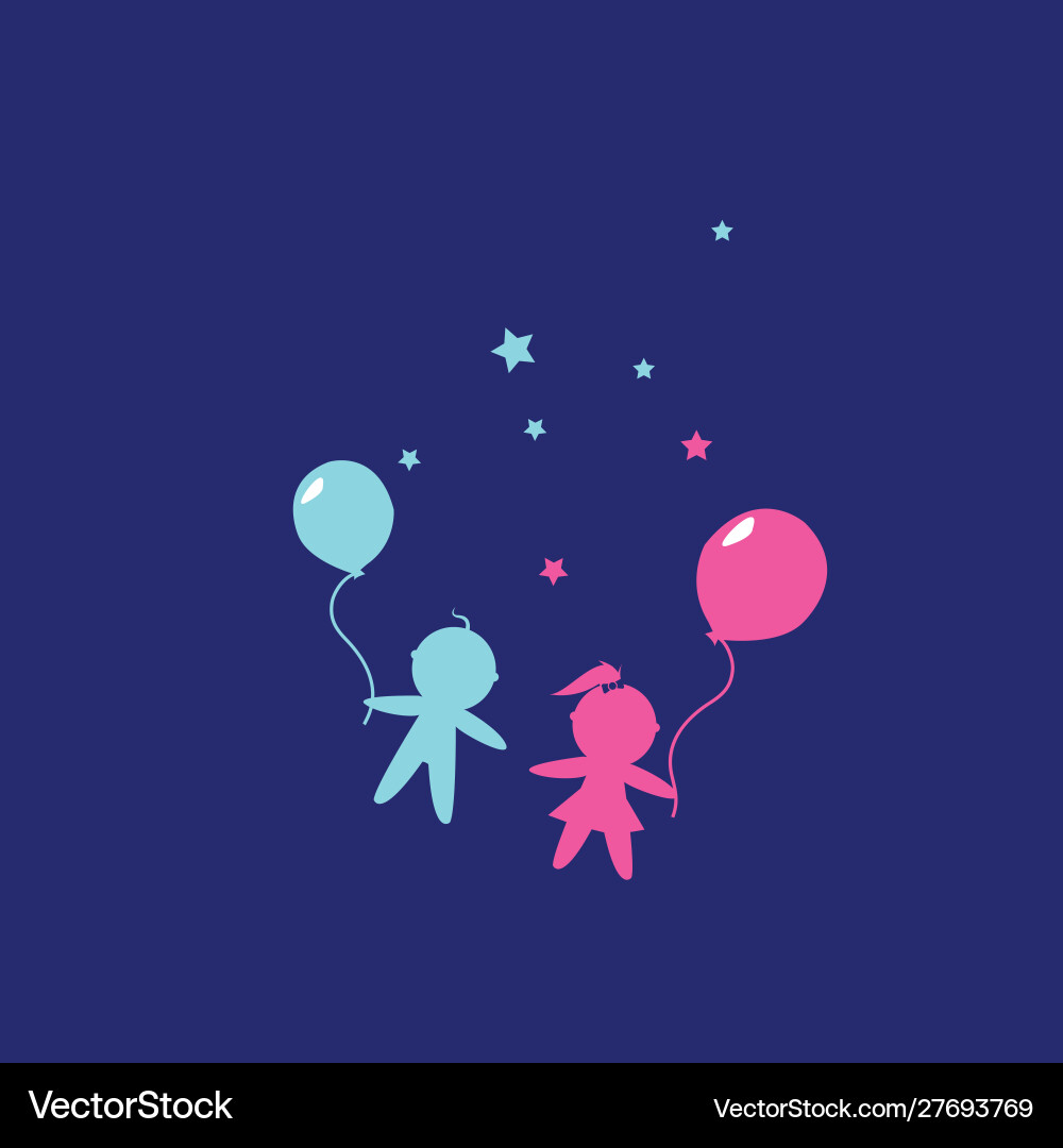 Kinder Junge und Mädchen die Hände mit Ballons halten Kinder Junge und Mädchen die Hände mit Ballons halten vektorbild