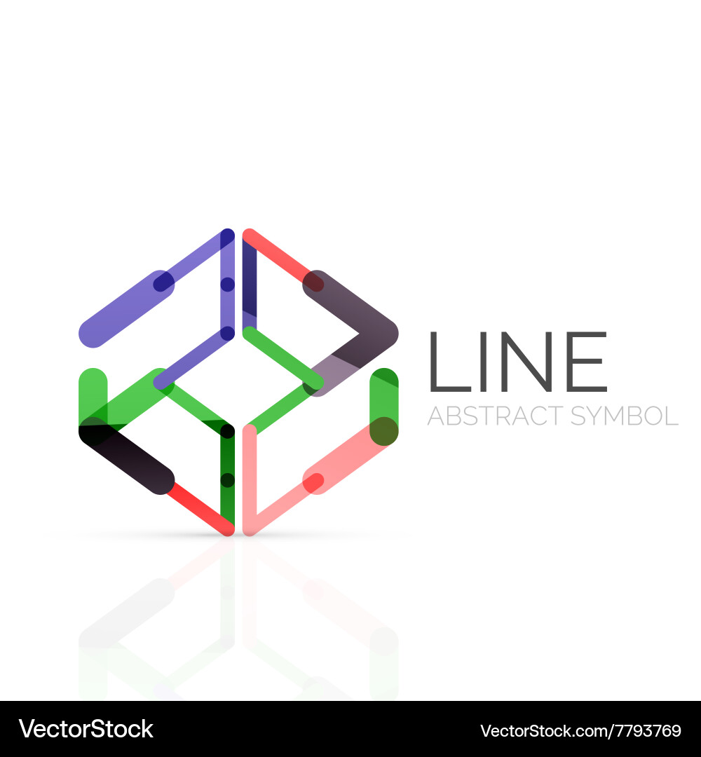 Linear abstract logo connected multicolored Vector Image