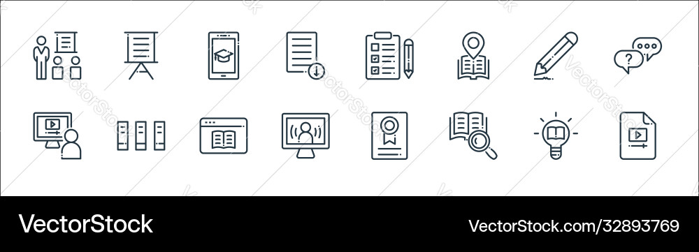 Online learning line icons linear set quality Online learning line icons linear set quality vector image