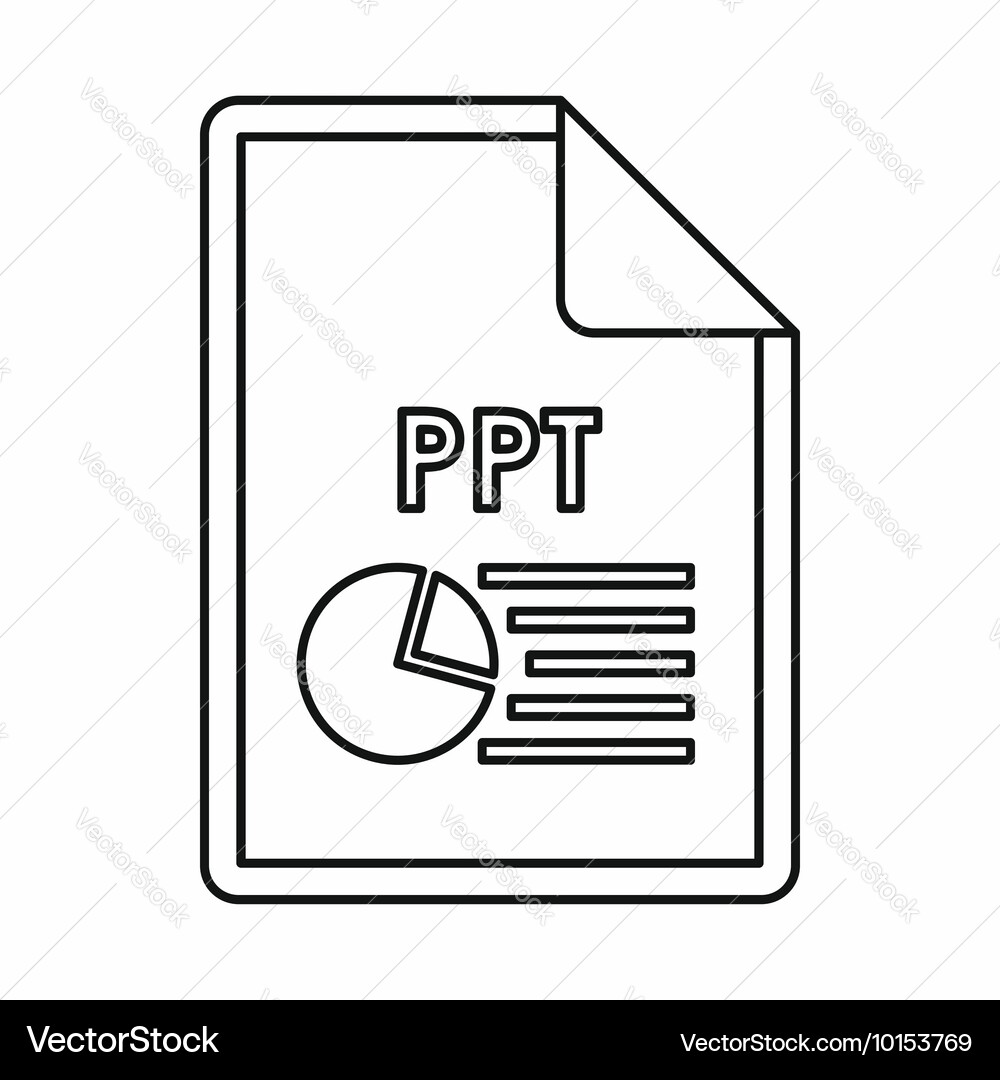 Ppt file extension icon outline style Vector Image