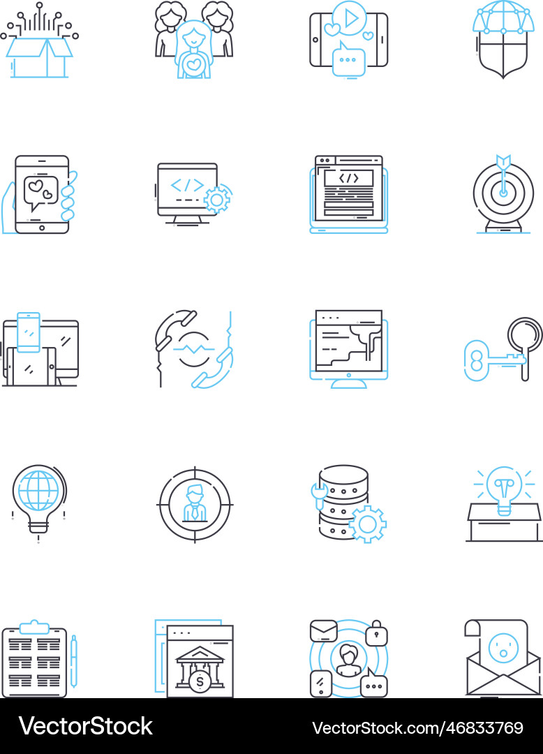 Project strategy linear icons set alignment Project strategy linear icons set alignment vector image