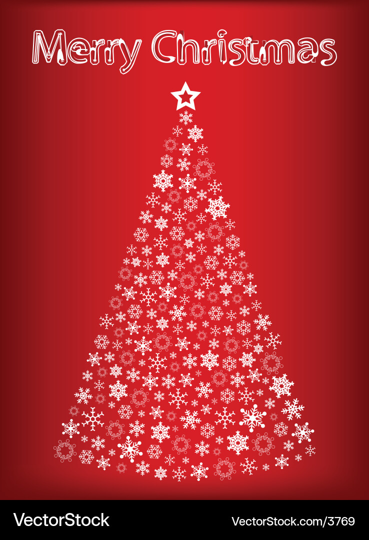 Retro Christmas Tree with Snowflakes Vector Image