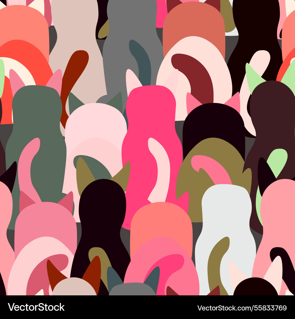 Seamless pattern with cute kitten print different Vector Image