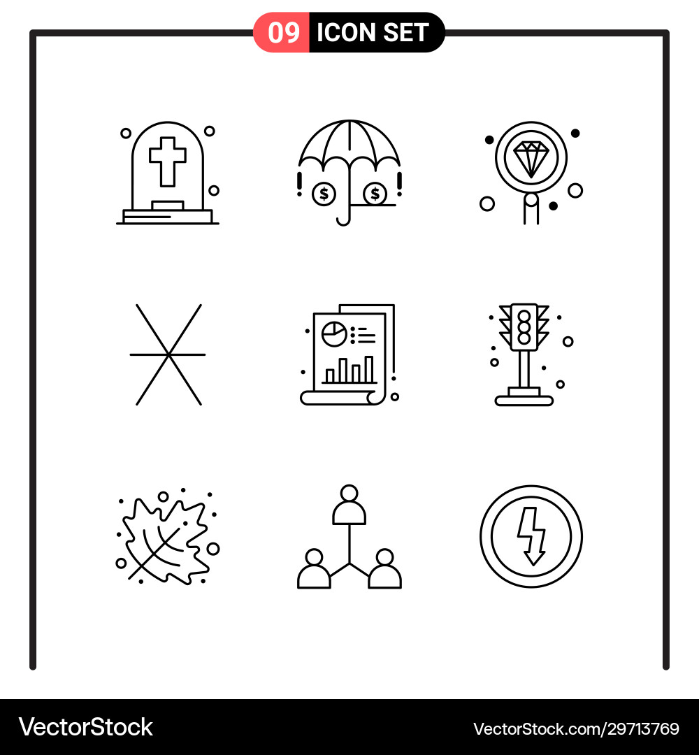 Set 9 line style icons for web and mobile vector image
